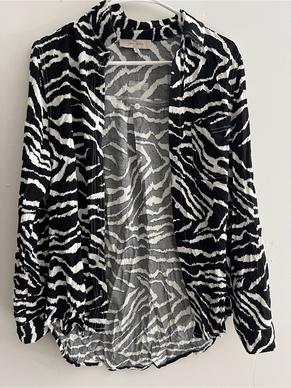 Cute Black & White Zebra Print Women's Button-Up Sweater Shirt